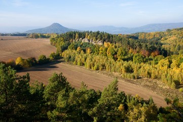 Naklejka premium Hill Ronov in the Luzicke Mountains, North Bohemia, Czech republic