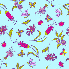 Pattern Flowers Blue