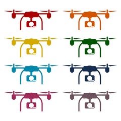 Quadrocopter-drone icons set 