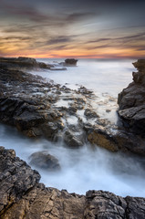 The waterline that splits the ocean, sunset