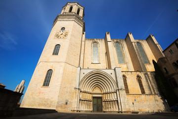 Fototapeta na wymiar Wide angle shot of Gothic Cathedral at Girona