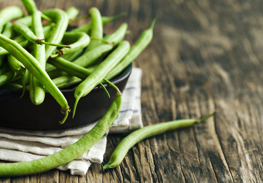 Fresh green beans. Selective focus