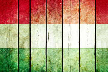 Hungary wooden grunge flag.