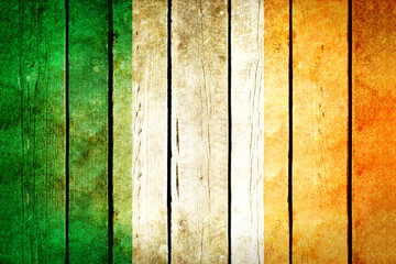 Ireland wooden grunge flag.