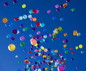 Colorful Balloons flying in the sky party