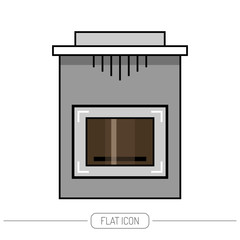 Fireplace, stove, flat color icon isolated on white background
