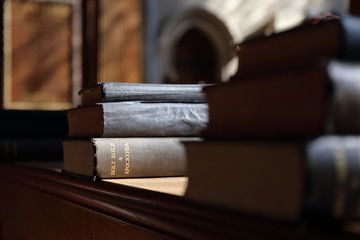 Bible book in the sunny church