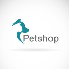 Vector of petshop on white background. Dog and cat. Animals.