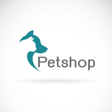 Vector of petshop on white background. Dog and cat. Animals.