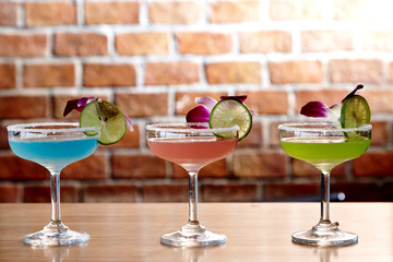Variety of cocktails at the bar