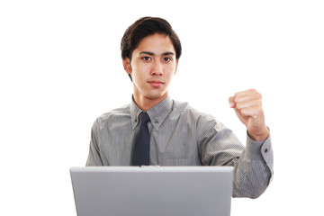 ガッツポーズのビジネスマン