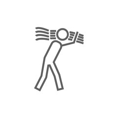 Man carrying wheat line icon.
