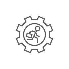 Man running inside the gear line icon.