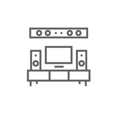 TV flat screen and home theater line icon.