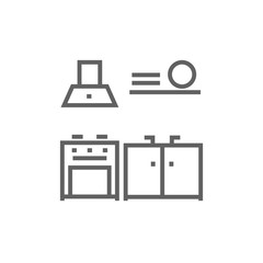 Kitchen interior line icon.