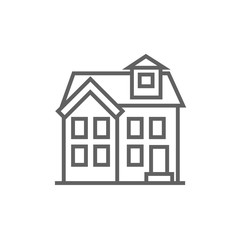 Two storey detached house line icon.