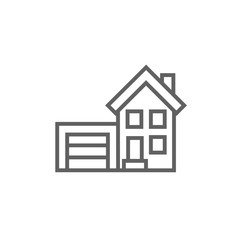 House with garage line icon.