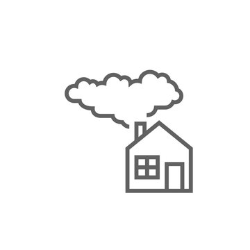 Save energy house line icon.