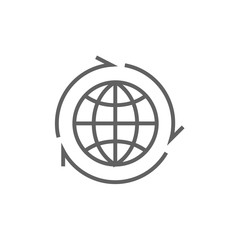 Globe with arrows line icon.