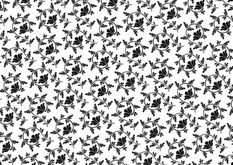 アラベスク模様の背景イラスト（黒）