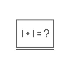 Maths example written on blackboard line icon.