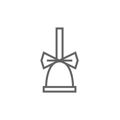 School bell with ribbon line icon.