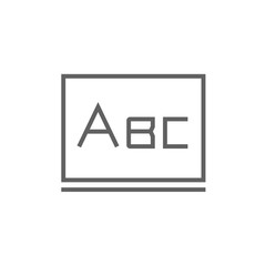 Letters abc on blackboard line icon.