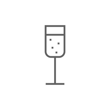 Glass of champagne line icon.