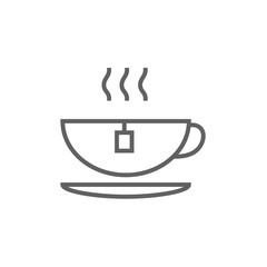 Hot tea in cup line icon.