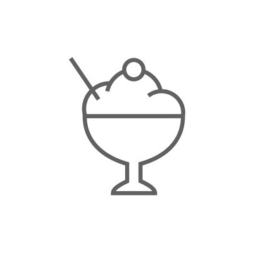 recommend clip art: Cup of ice cream line icon.