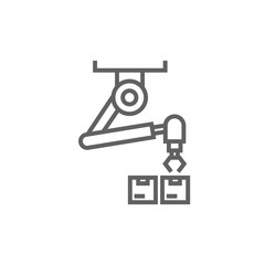 Robotic packaging line icon.