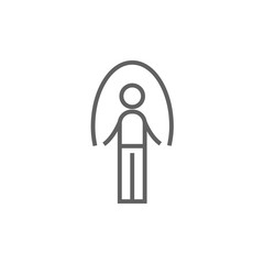 Man exercising with skipping rope line icon.