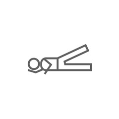 Man lying and lifting leg line icon.