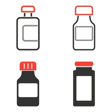 Medicine bottle icons set.