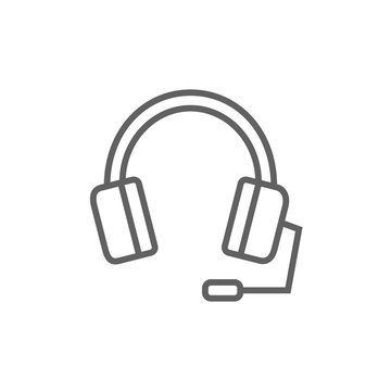 recommend clip art: Headphone with microphone line icon.