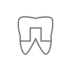 Crowned tooth line icon.