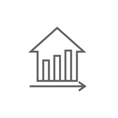 Graph of real estate prices growth line icon.