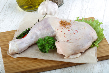 Raw chicken leg