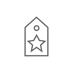 Tag with star line icon.
