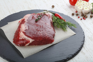 Raw ribeye steak