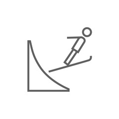 Ski jumping line icon.