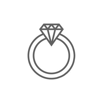 Diamond ring line icon.