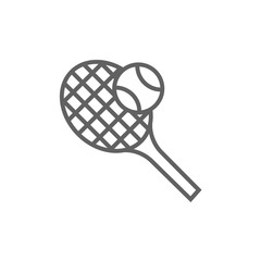 Tennis racket and ball line icon.