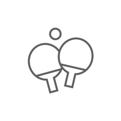 Table tennis racket and ball line icon.