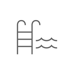 Swimming pool with ladder line icon.