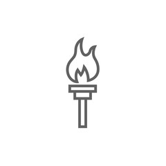Burning olympic torch line icon.