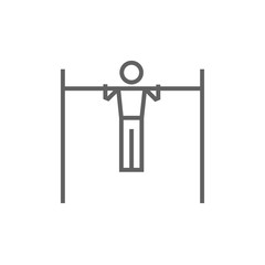 Gymnast exercising on bar line icon.