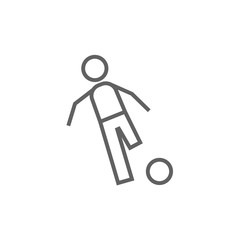 Soccer player with ball line icon.