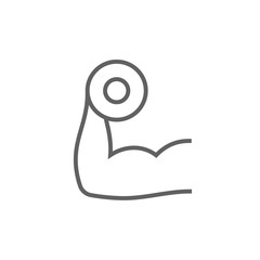 Arm with dumbbell line icon.