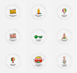 Fototapeta premium Vector set of hand drawn design elements in circles